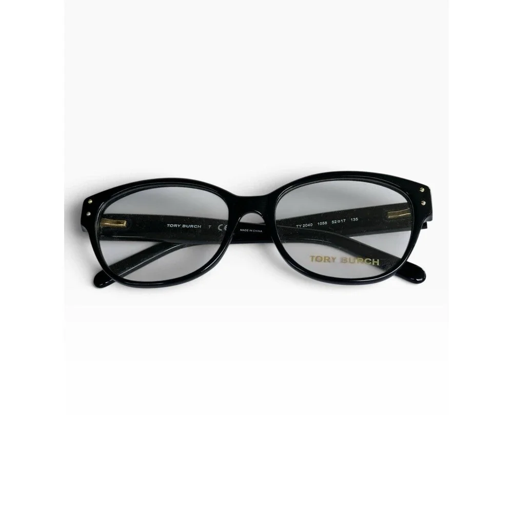 Tory Burch TY 2040 1058 Black Cat-Eye Eyeglass Frames | Gold Logo 52-17-135